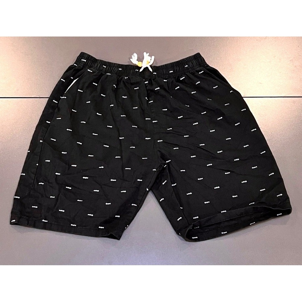 SHEIN Shorts Mens Medium Black Good Abstract Print Drawstring Elastic Waist